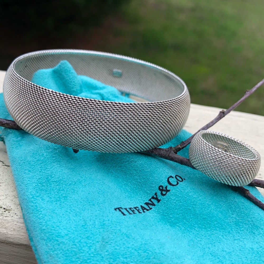 Authentic Tiffany SS Somerset Mesh Bangle & Ring